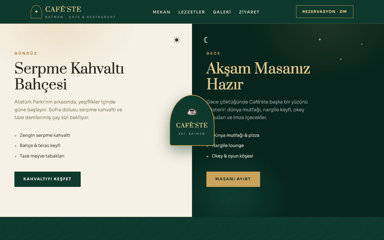 Café'ste web sitesinin ana sayfası