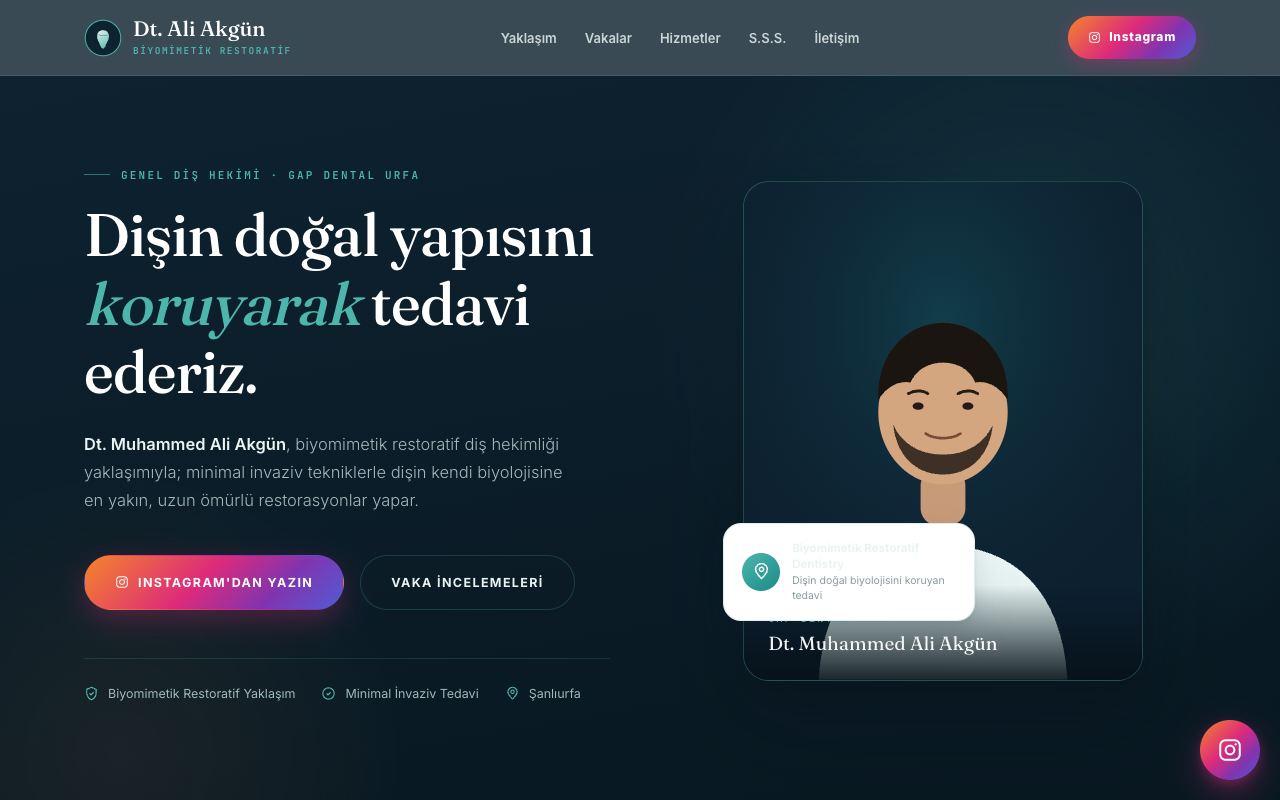 Dt. M. A. A. web sitesinin ana sayfası