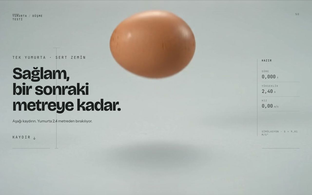 Bir Yumurta web sitesinin ana sayfası